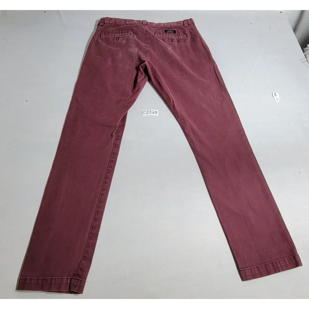 Banana Republic Mens Fulton Skinny Chino Pants 30x32 Burgundy Maroon Stretch